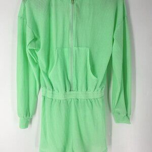 Fashion Nova Hayley Mesh Hooded Romper Neon Green Women’s S Read
